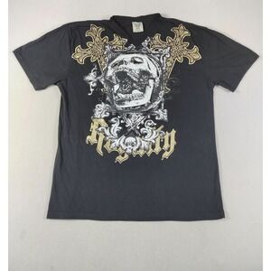 Blac Label‎ Premium Shirt Mens 4XL Black Skull Cross Graphic Gothic Biker Tee